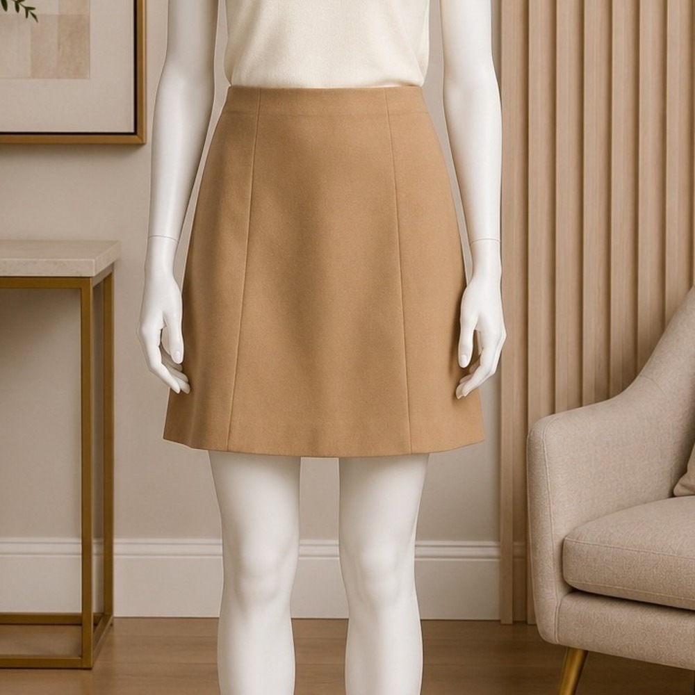 Brooks Brothers Women Mini Skirt Tan Wool Blend A-Line Career Size 4